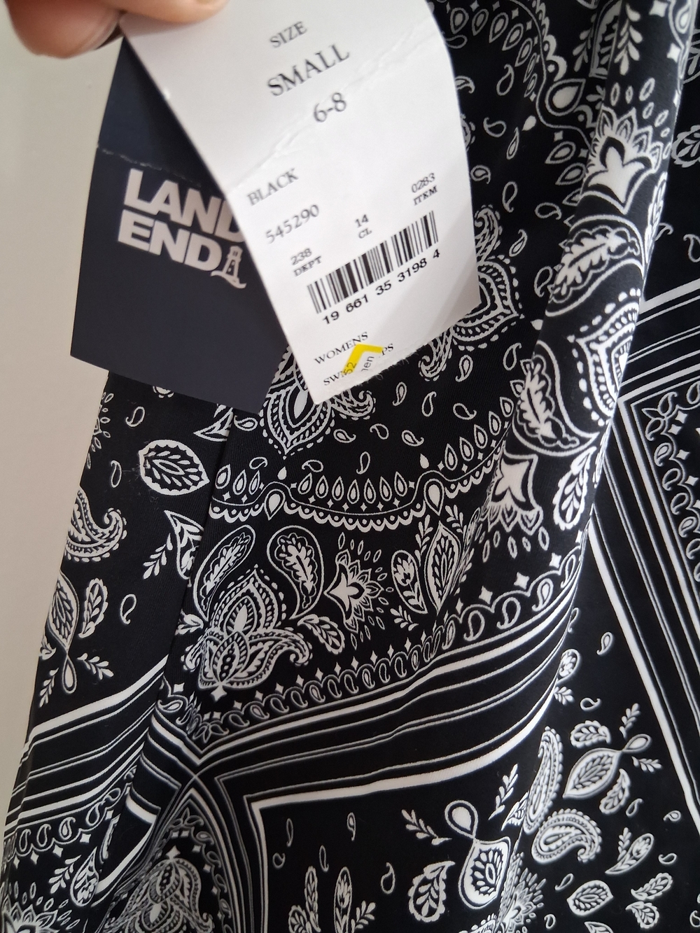 Lands' End Black and White Paisley Racerback Tank - Picture 4 of 5